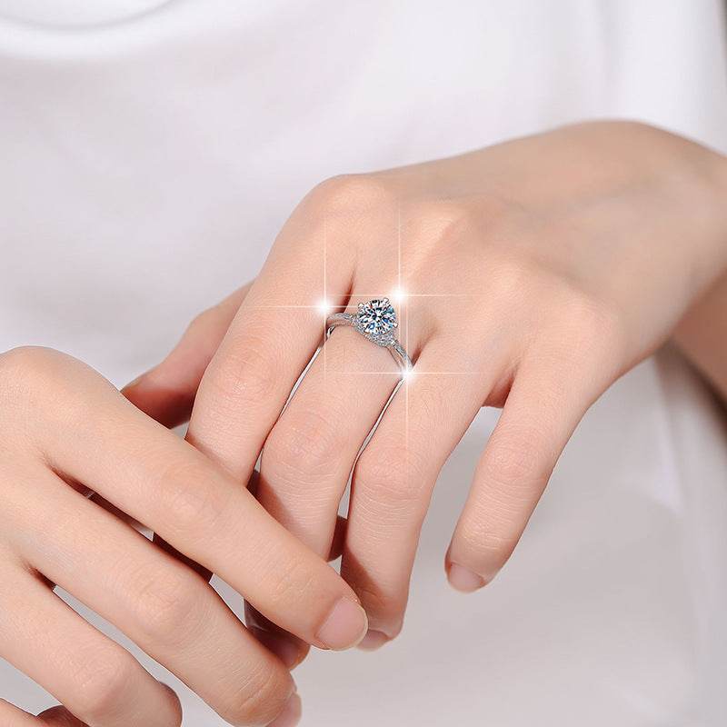 Moissanite Crown-Style 1ct Ring Sterling Silver Women's Wedding Band - MOWTE