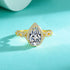 Teardrop-Cut Moissanite Micro-Paved Engagement Ring – Plated in 18K Real Gold - MOWTE