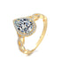 Teardrop-Cut Moissanite Micro-Paved Engagement Ring – Plated in 18K Real Gold - MOWTE