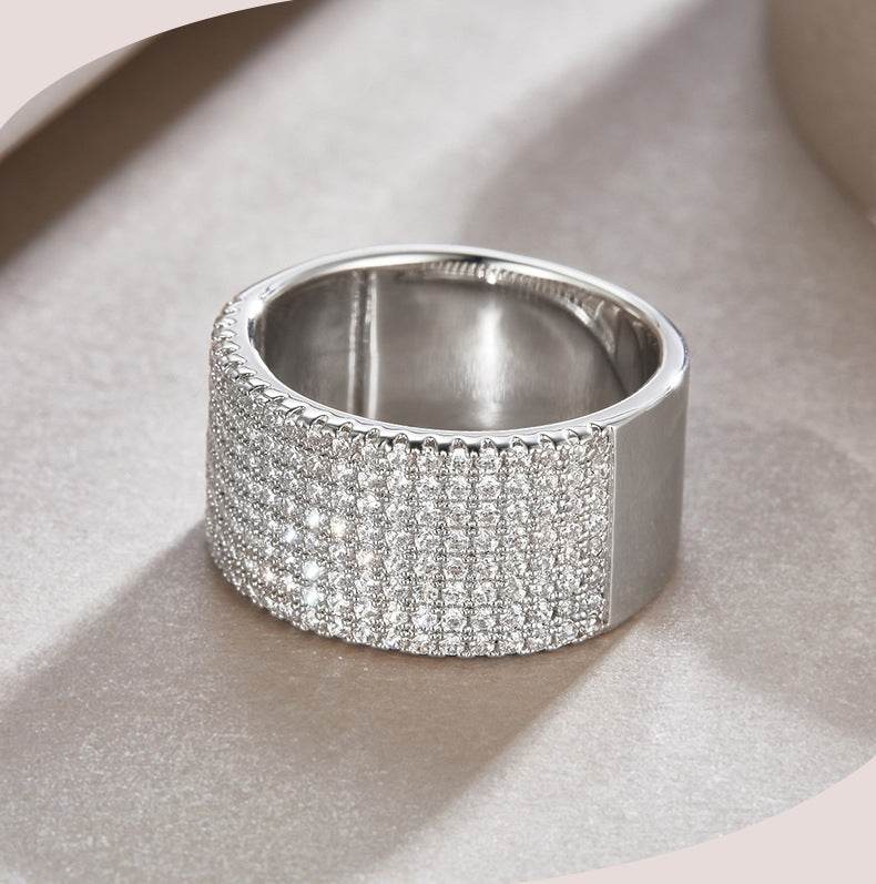 Micro-Pavé Moissanite S925 Sterling Silver Minimalist Ring for Women - MOWTE