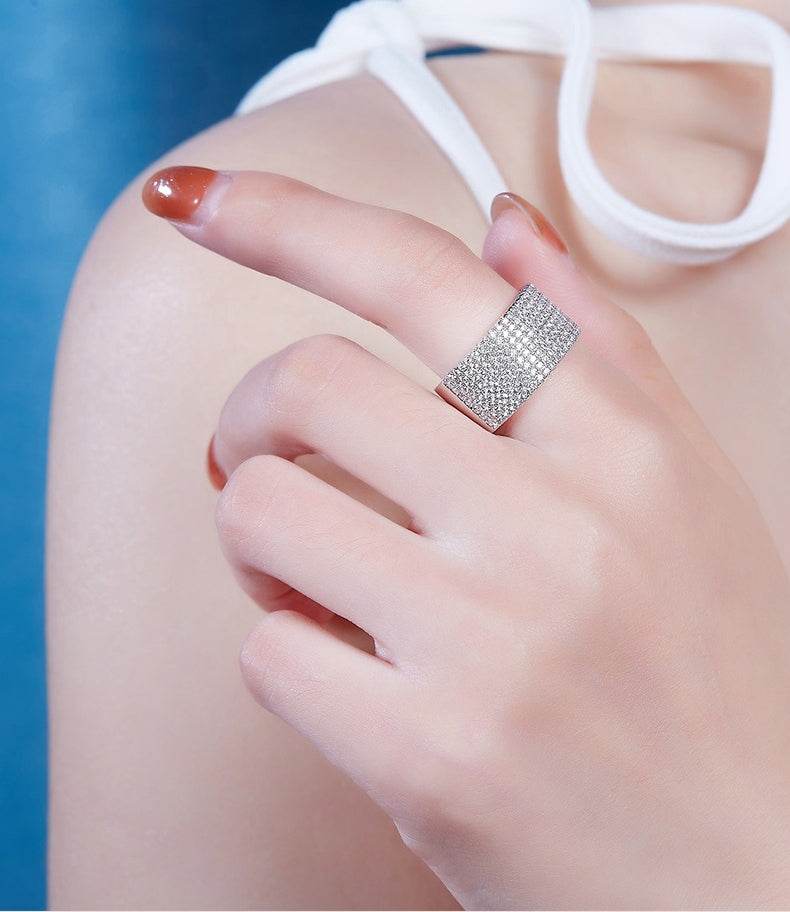 Micro-Pavé Moissanite S925 Sterling Silver Minimalist Ring for Women - MOWTE