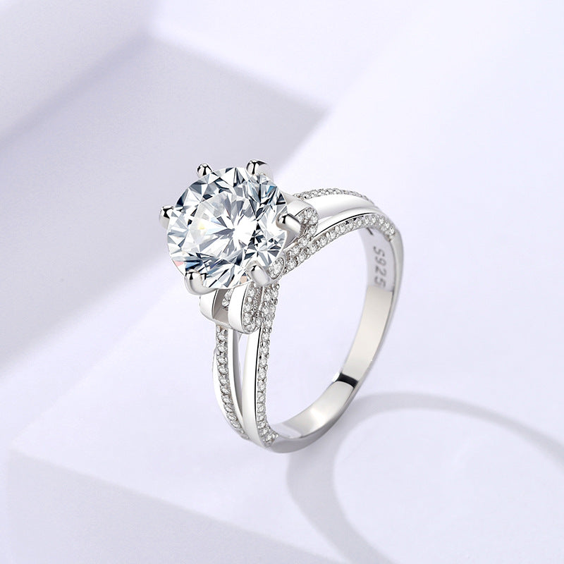 Moissanite Ring for Women S925 Sterling Silver Full Diamond Halo 3ct Proposal Engagement Ring