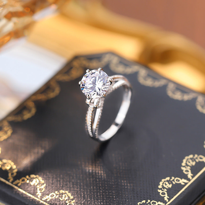 Moissanite Ring for Women S925 Sterling Silver Full Diamond Halo 3ct Proposal Engagement Ring