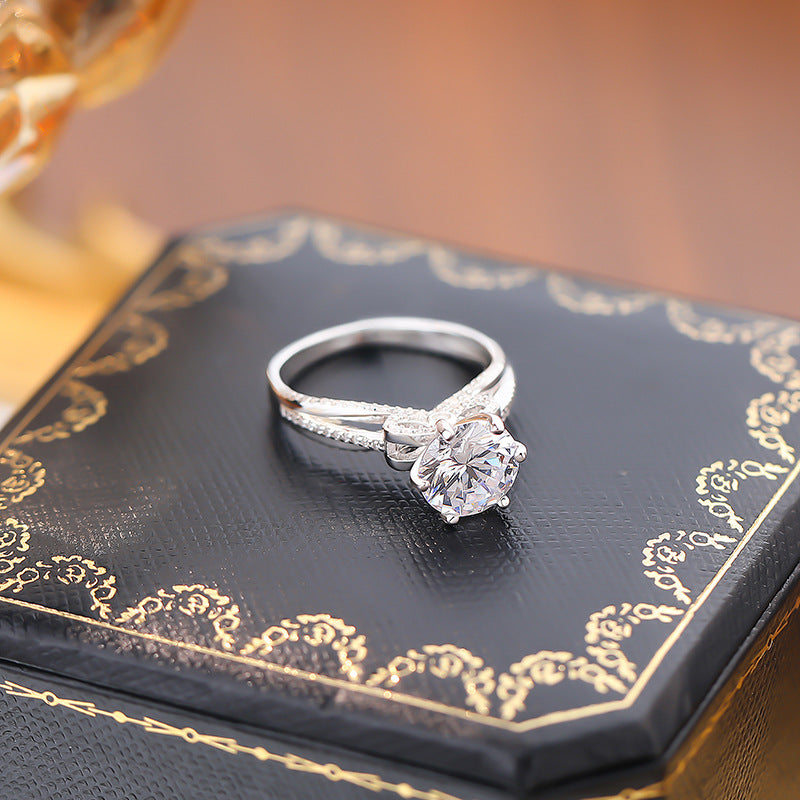 Moissanite Ring for Women S925 Sterling Silver Full Diamond Halo 3ct Proposal Engagement Ring