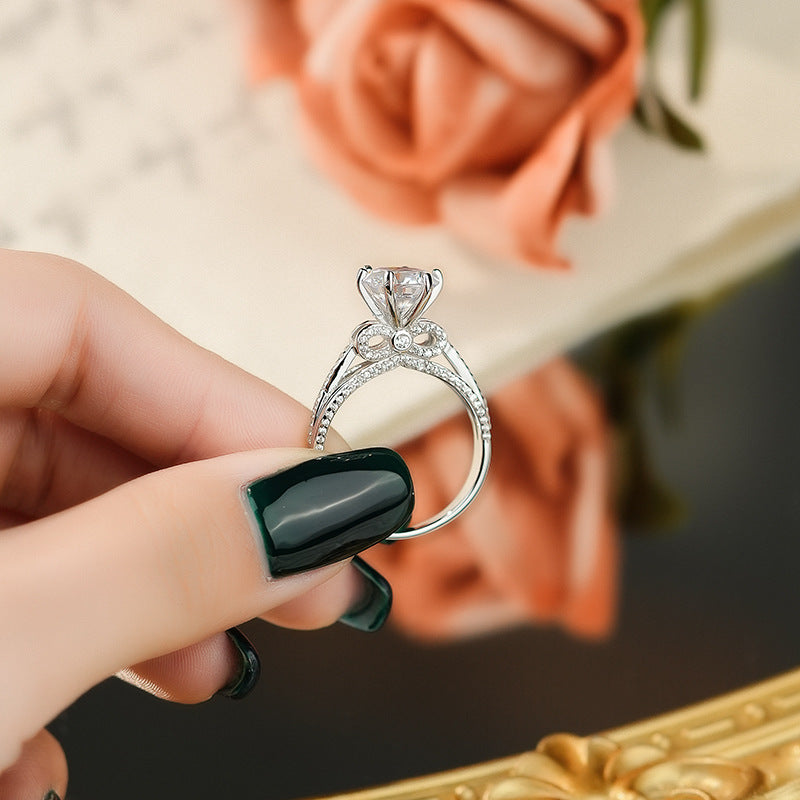 Moissanite Ring for Women S925 Sterling Silver Full Diamond Halo 3ct Proposal Engagement Ring