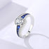 Blue Enchantress Moissanite Ring for Women S925 Sterling Silver Light Luxury Band