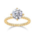 Gold-toned style 925 silver four-prong ring with moissanite comes with certificate