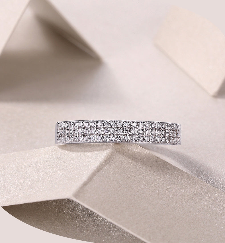 Micro-Pavé Moissanite S925 Sterling Silver Minimalist Ring for Women