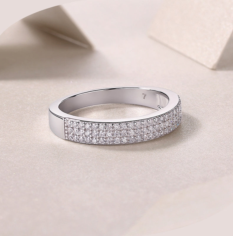 Micro-Pavé Moissanite S925 Sterling Silver Minimalist Ring for Women