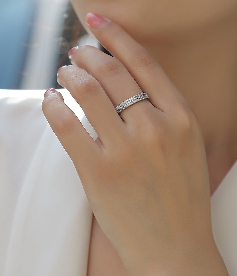 Micro-Pavé Moissanite S925 Sterling Silver Minimalist Ring for Women