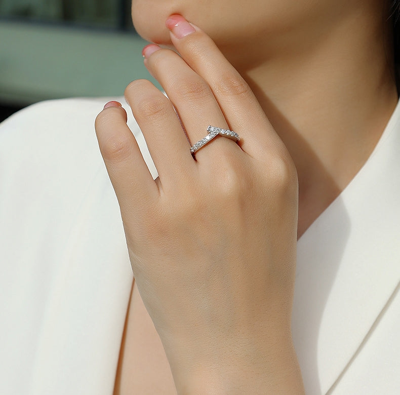 Micro-Pavé Moissanite S925 Sterling Silver Minimalist Ring for Women