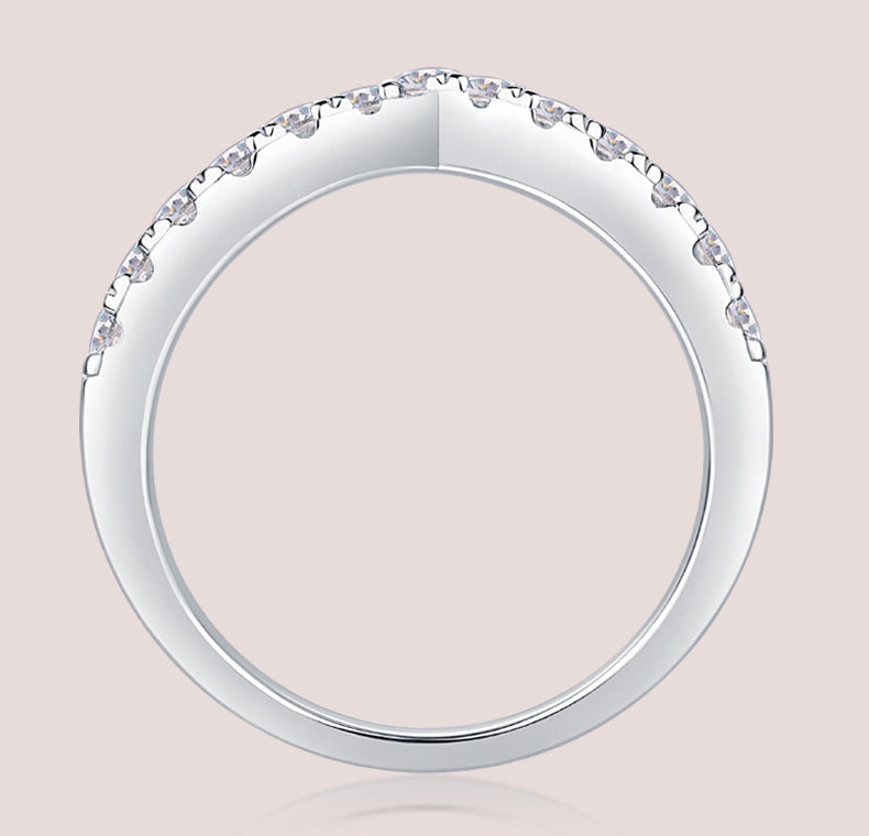 Micro-Pavé Moissanite S925 Sterling Silver Minimalist Ring for Women