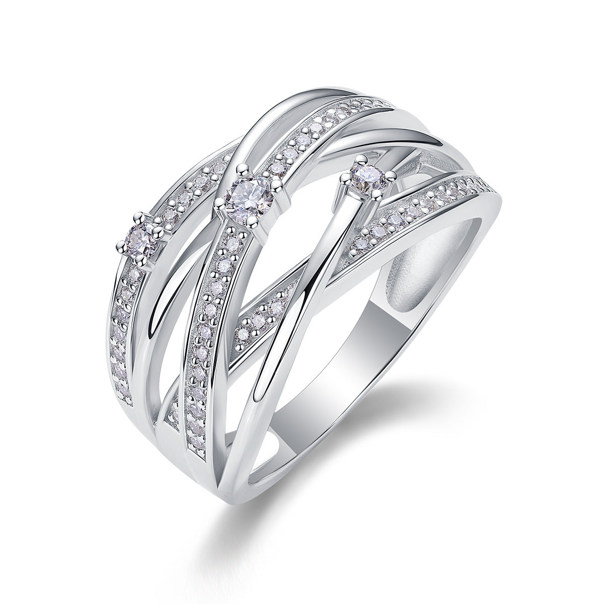 Luxury Micro-Paved Full Diamond 925 Sterling Silver Moissanite High-End Ring