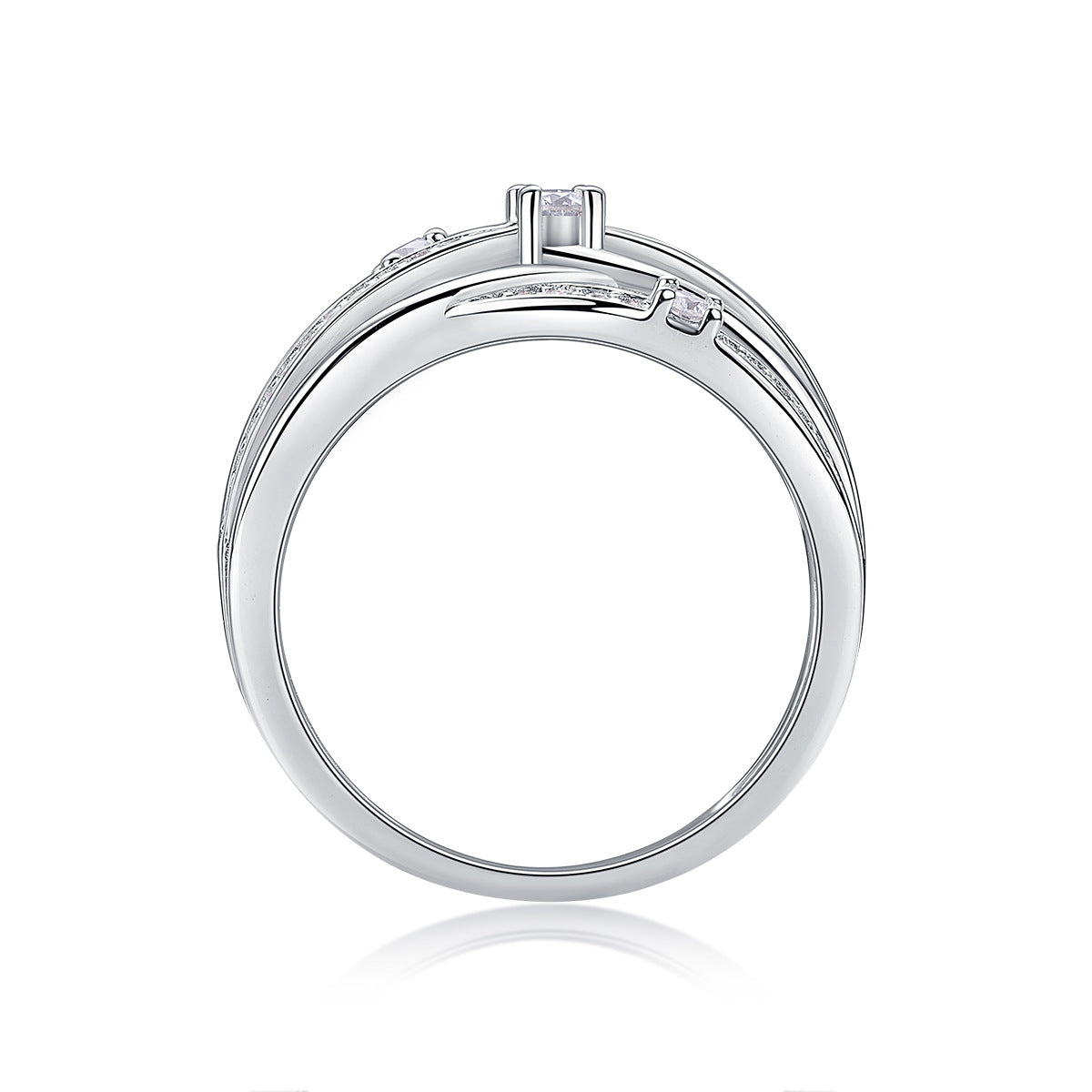 Luxury Micro-Paved Full Diamond 925 Sterling Silver Moissanite High-End Ring