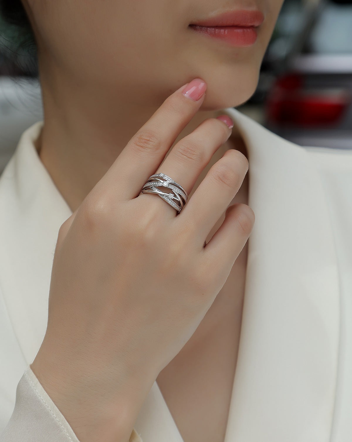 Luxury Micro-Paved Full Diamond 925 Sterling Silver Moissanite High-End Ring