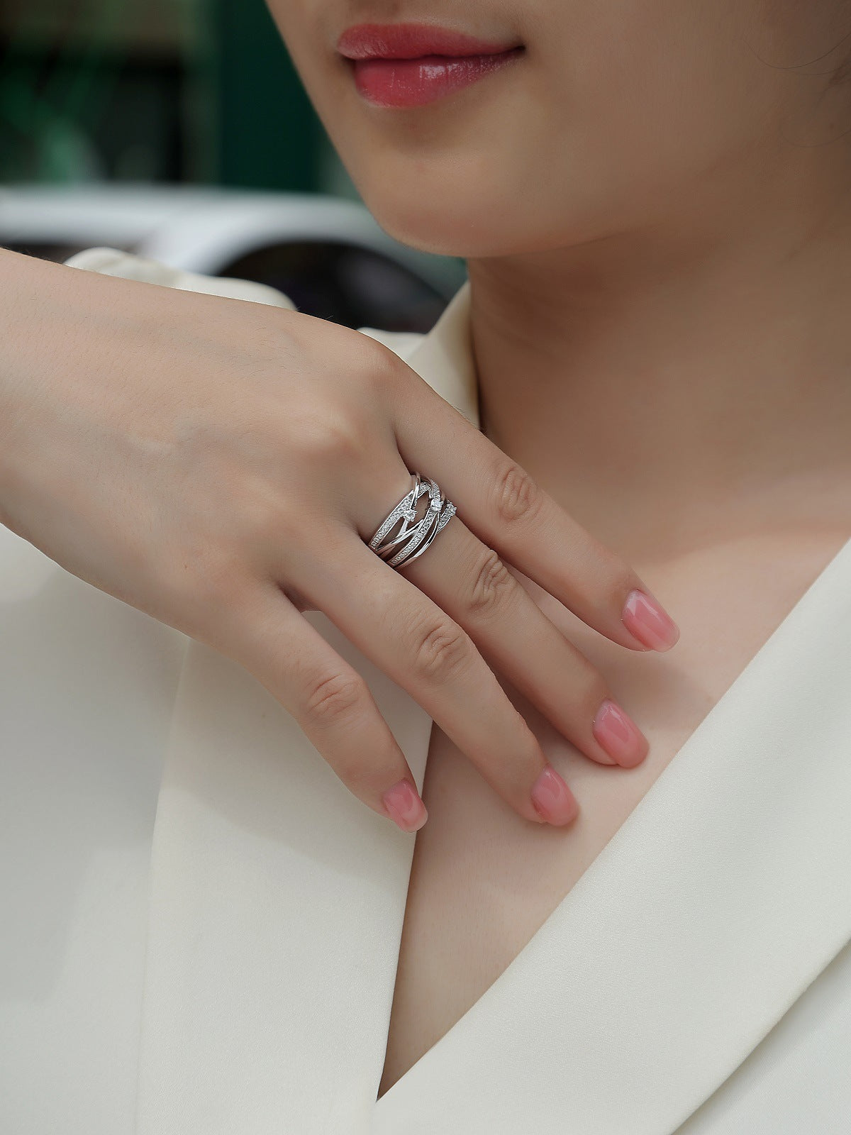 Luxury Micro-Paved Full Diamond 925 Sterling Silver Moissanite High-End Ring