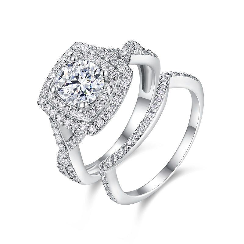 Stacked ring women's light luxury 925 sterling silver moissanite ring
