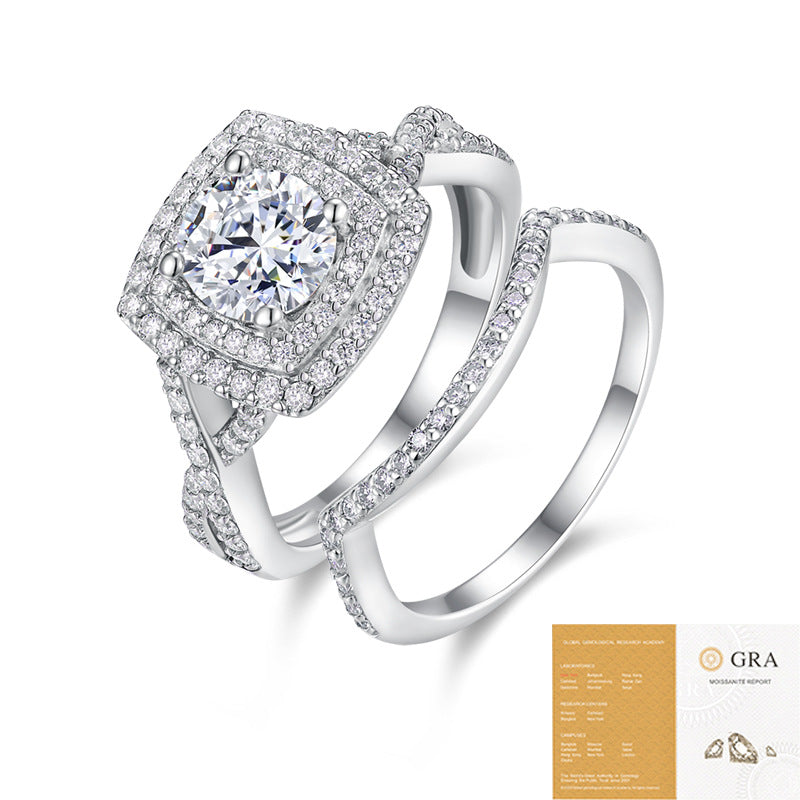 Stacked ring women's light luxury 925 sterling silver moissanite ring