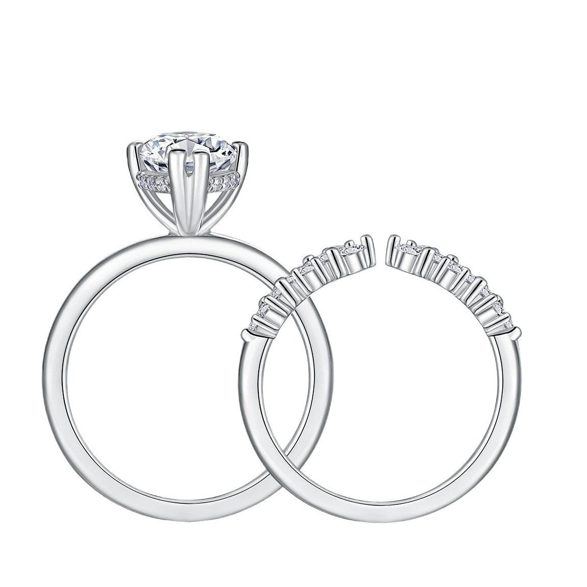 Stacked ring women's light luxury 925 sterling silver moissanite ring