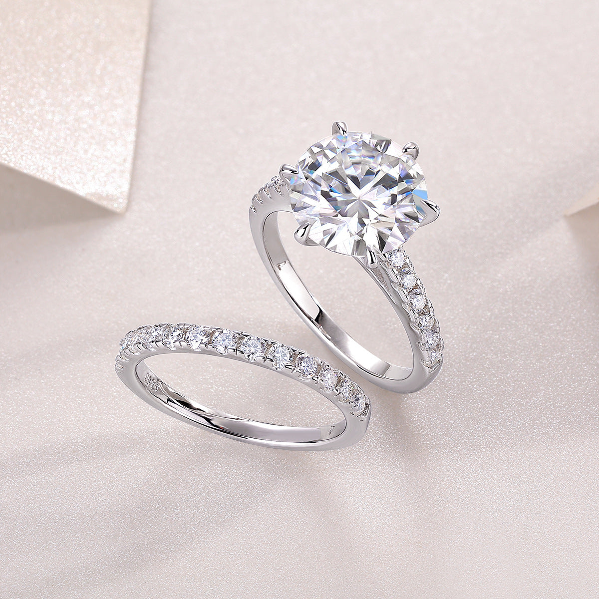 Stacked ring women's light luxury 925 sterling silver 5ct moissanite ring