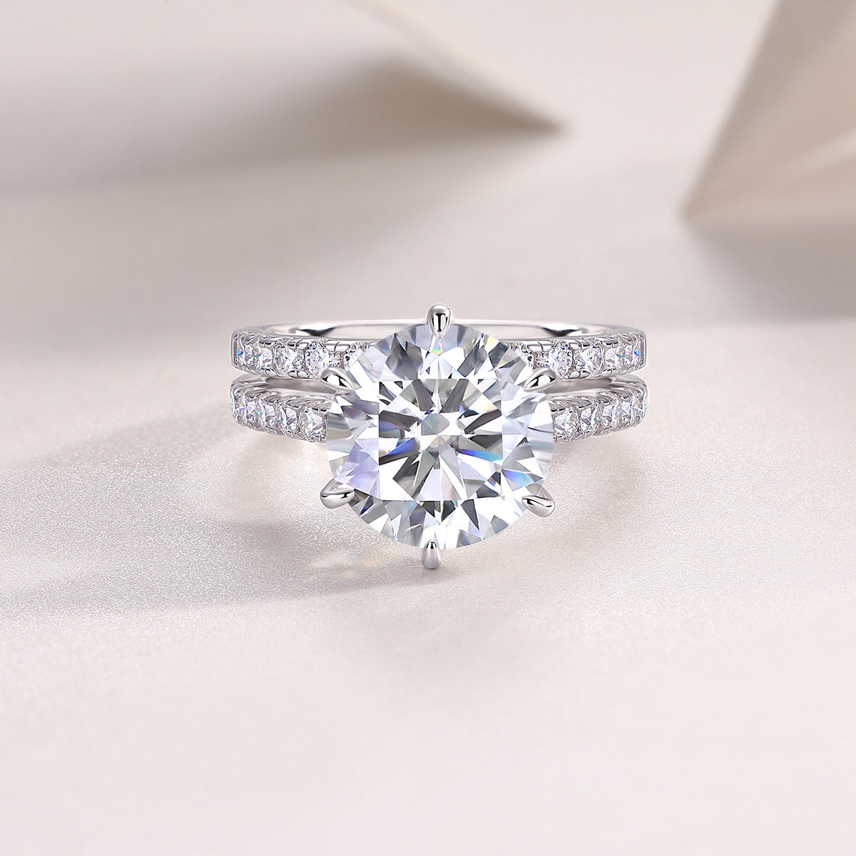 Stacked ring women's light luxury 925 sterling silver 5ct moissanite ring