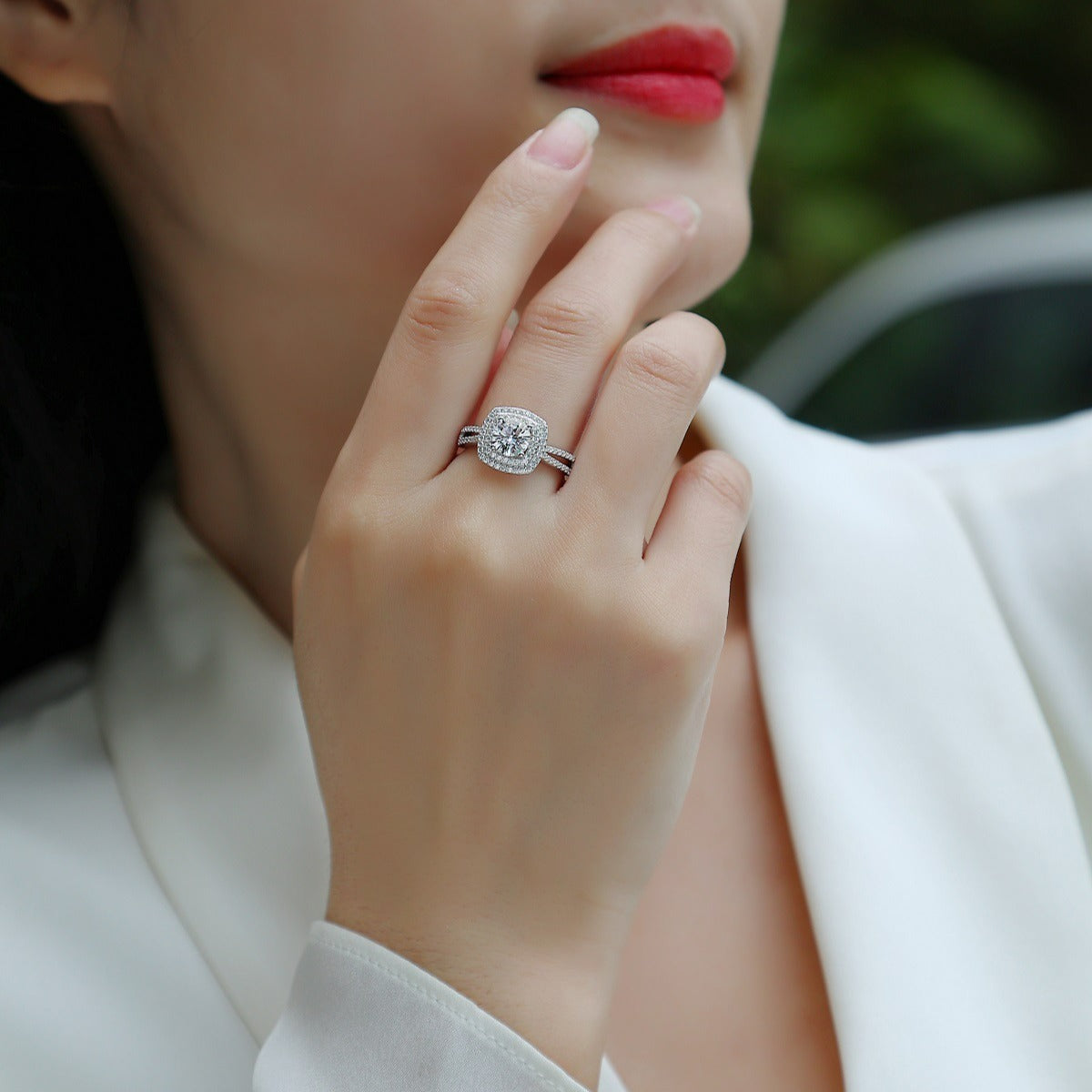 S925 silver 1ct moissanite ring fashion high-end ring