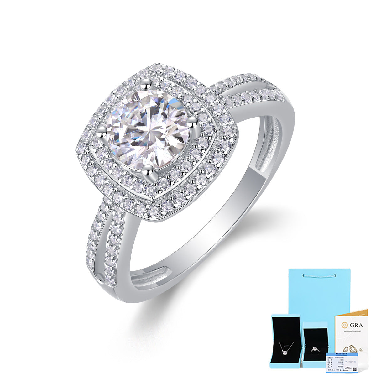 S925 silver 1ct moissanite ring fashion high-end ring