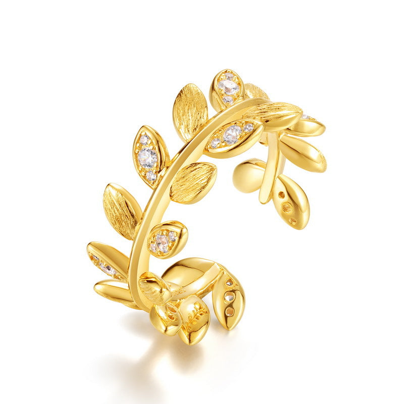 Brushed Ring Women S925 Silver Gold Plated Ring Light Luxury Handpiece