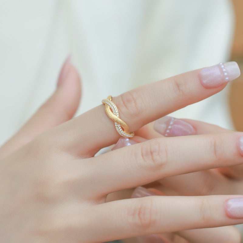 Women S925 Silver Gold Plated Ring Light Luxury Handpiece