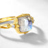 Elegant Geometric Square Labradorite Ring with S925 Sterling Silver Plated in Gold