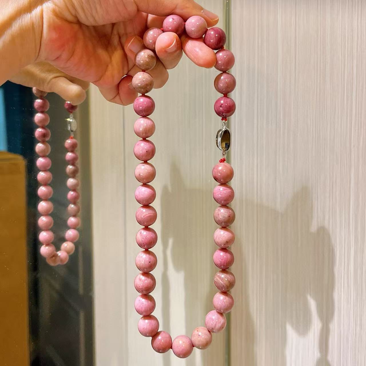 12mm premium 3A natural redwood pattern necklace collarbone chain