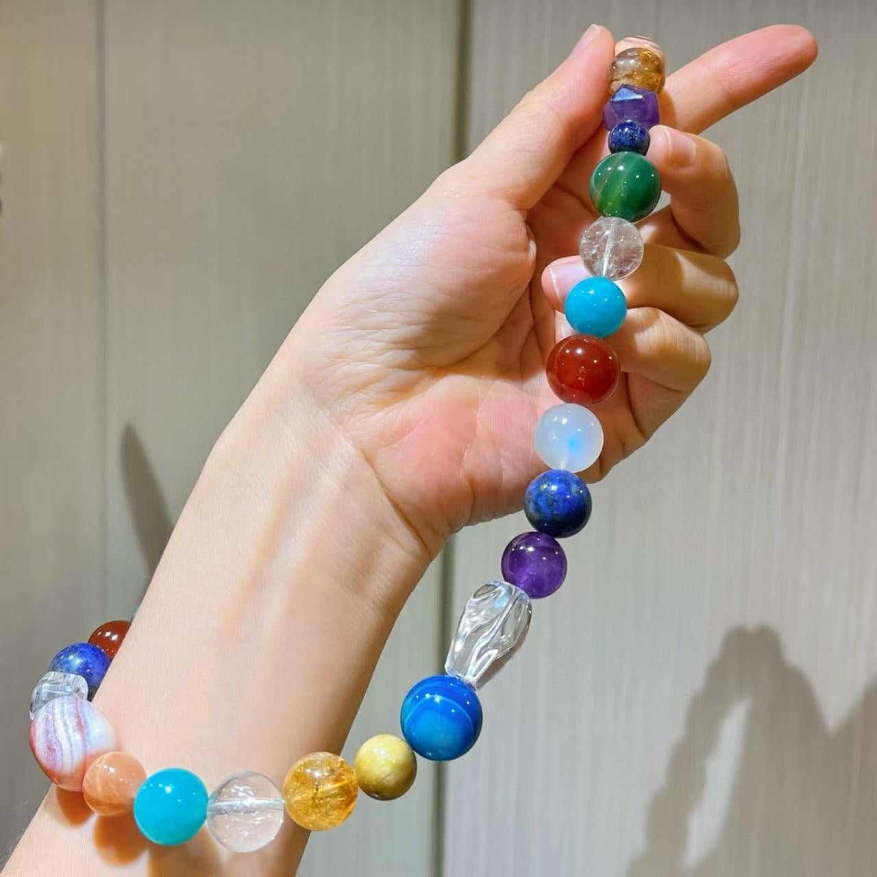 Natural White Crystal Moonlight Stone Tianhe Stone Sun Stone Tiger Eye Stone Yellow Purple Crystal Lapis Stone Necklace Sweater Chain