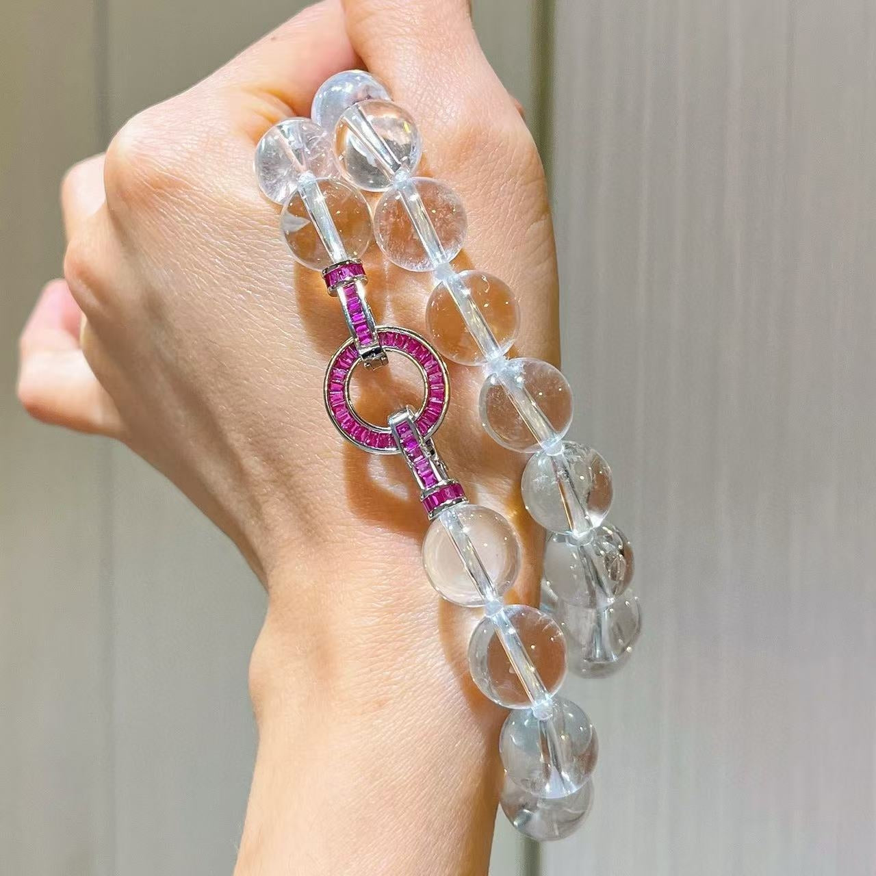 12mm natural white crystal necklace with large particles collarbone chain sweater chain