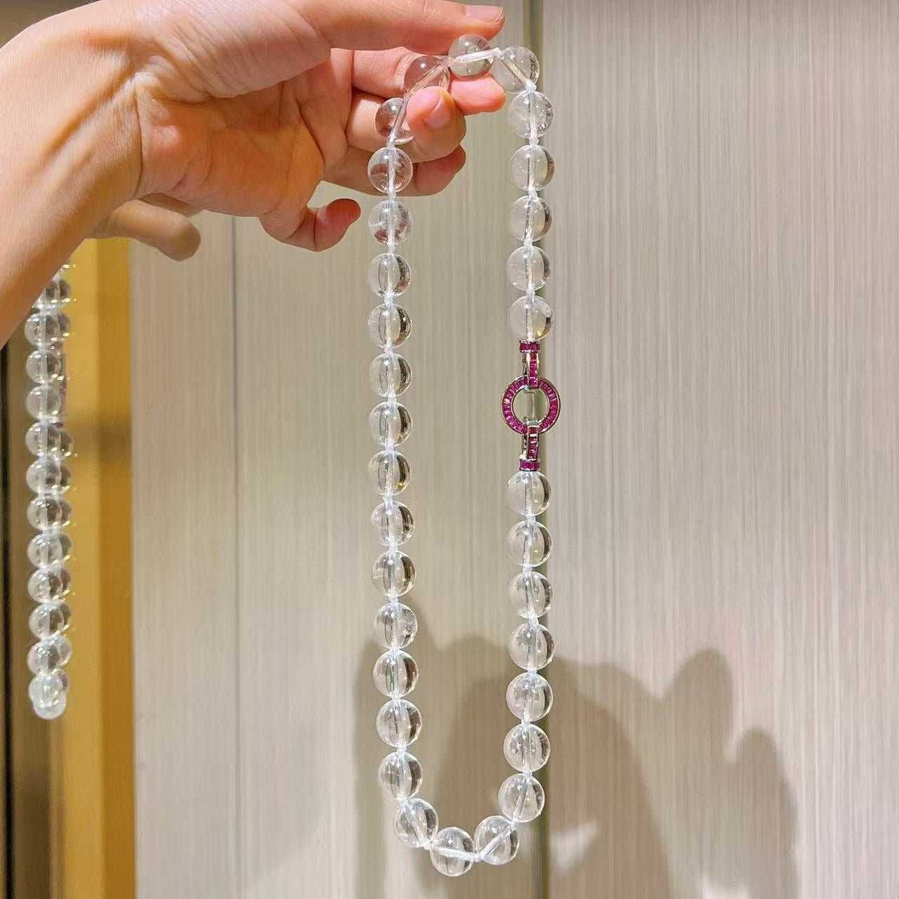 12mm natural white crystal necklace with large particles collarbone chain sweater chain