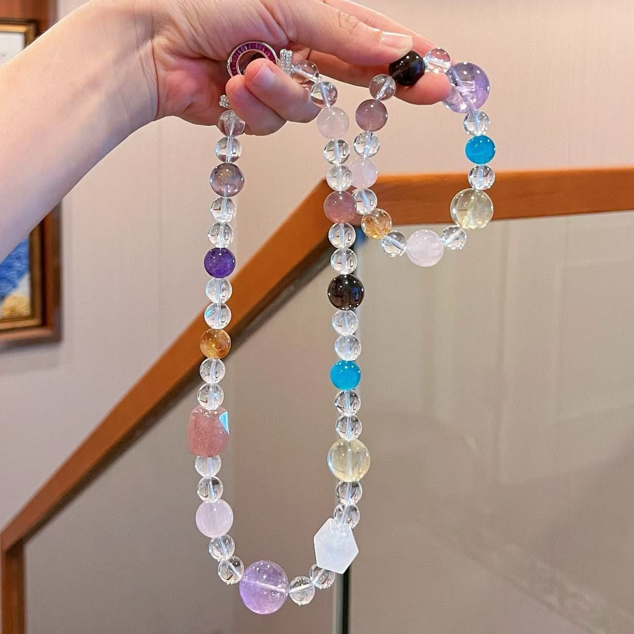 10-18mm Extra-Large Natural High-Quality Amethyst Clear Quartz Amazonite Citrine Crystal Beads Bracelet and Necklace