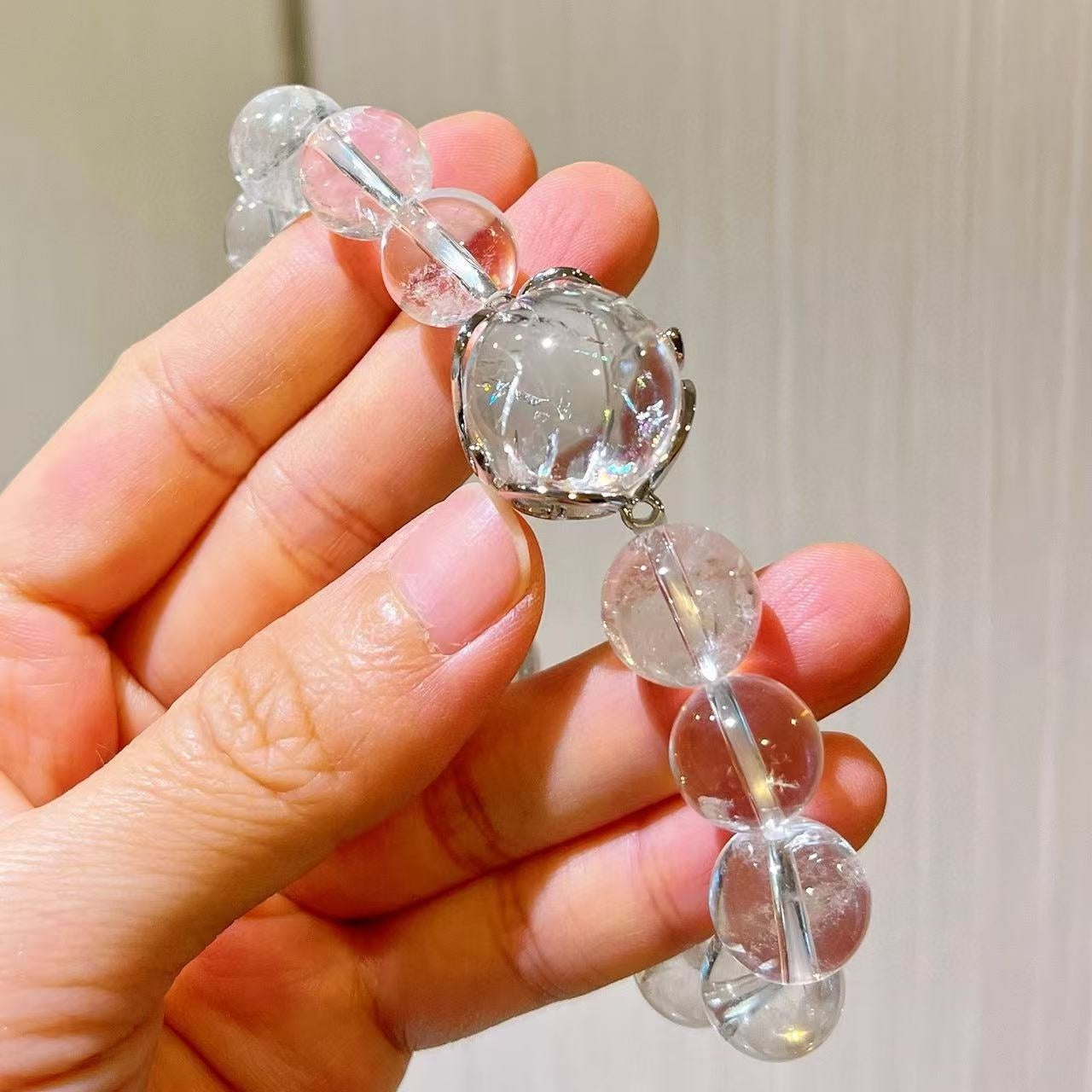 12mm Natural Himalayan Quartz Large Beaded Bracelet