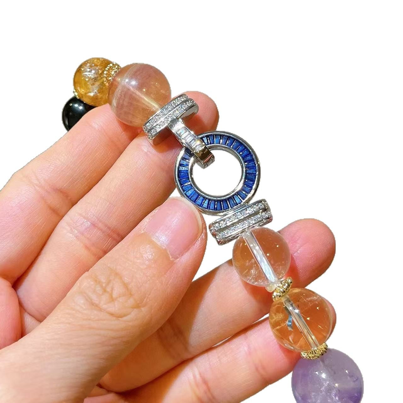Multicolor Crystal Set 12-16mm Extra-Large Natural Amethyst/Lemon Citrine/Clear Quartz/Rose Quartz Beads