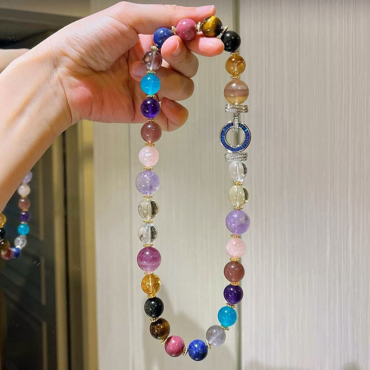 Multicolor Crystal Set 12-16mm Extra-Large Natural Amethyst/Lemon Citrine/Clear Quartz/Rose Quartz Beads