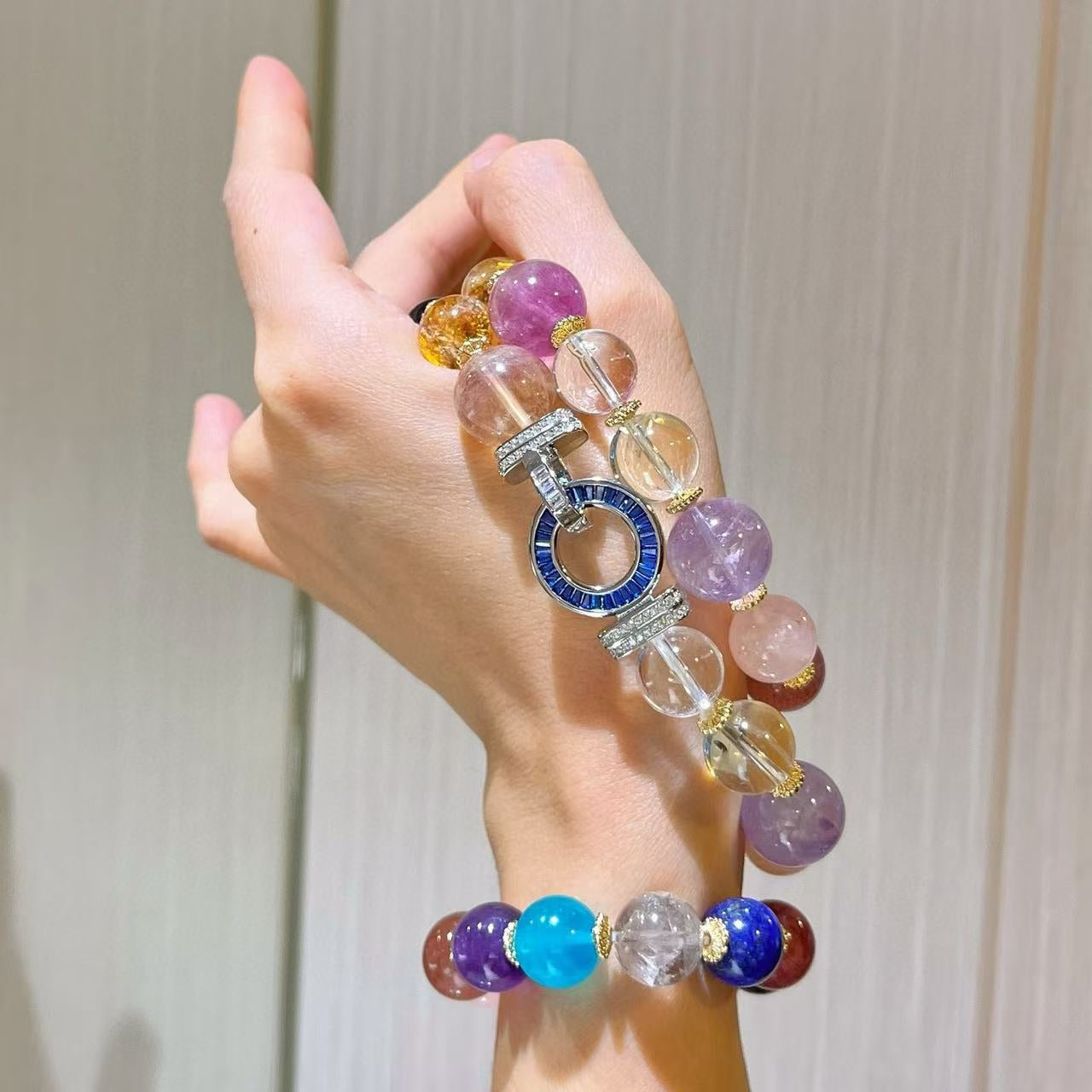 Multicolor Crystal Set 12-16mm Extra-Large Natural Amethyst/Lemon Citrine/Clear Quartz/Rose Quartz Beads