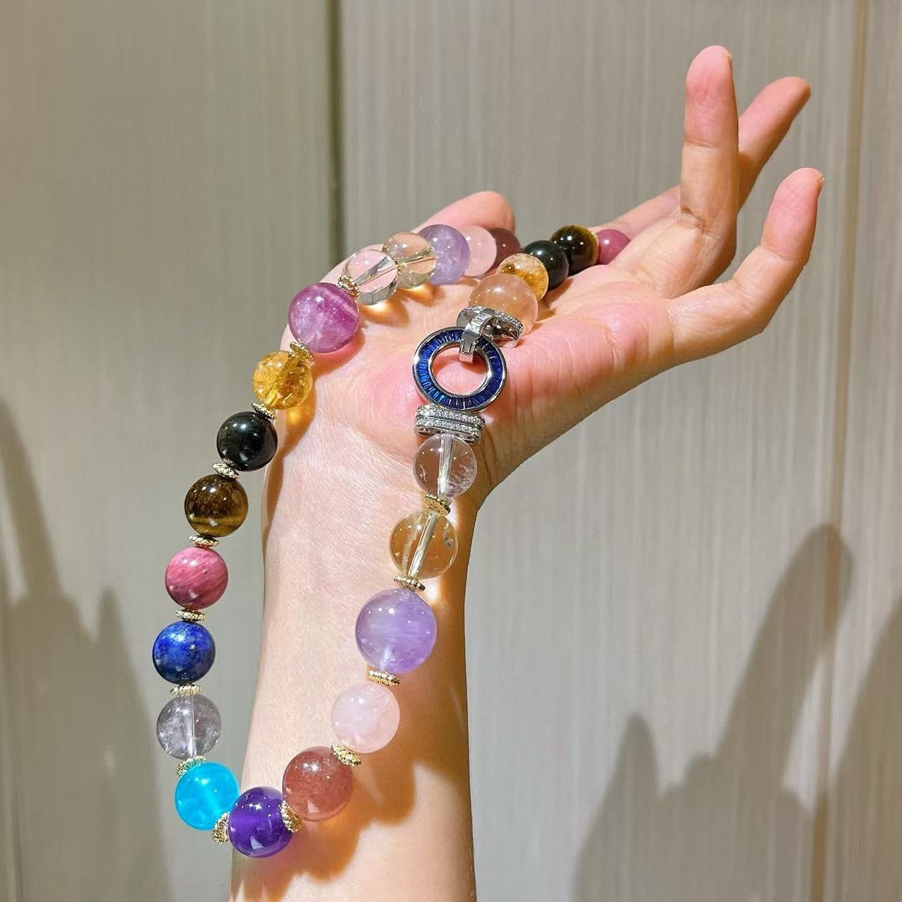 Multicolor Crystal Set 12-16mm Extra-Large Natural Amethyst/Lemon Citrine/Clear Quartz/Rose Quartz Beads