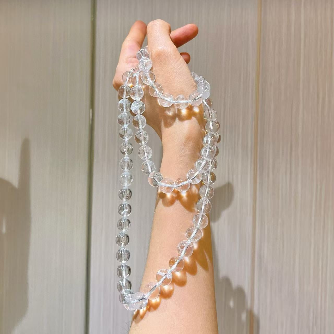 10mm Stylish Natural White Crystal & White Azeztulite Collar Necklace