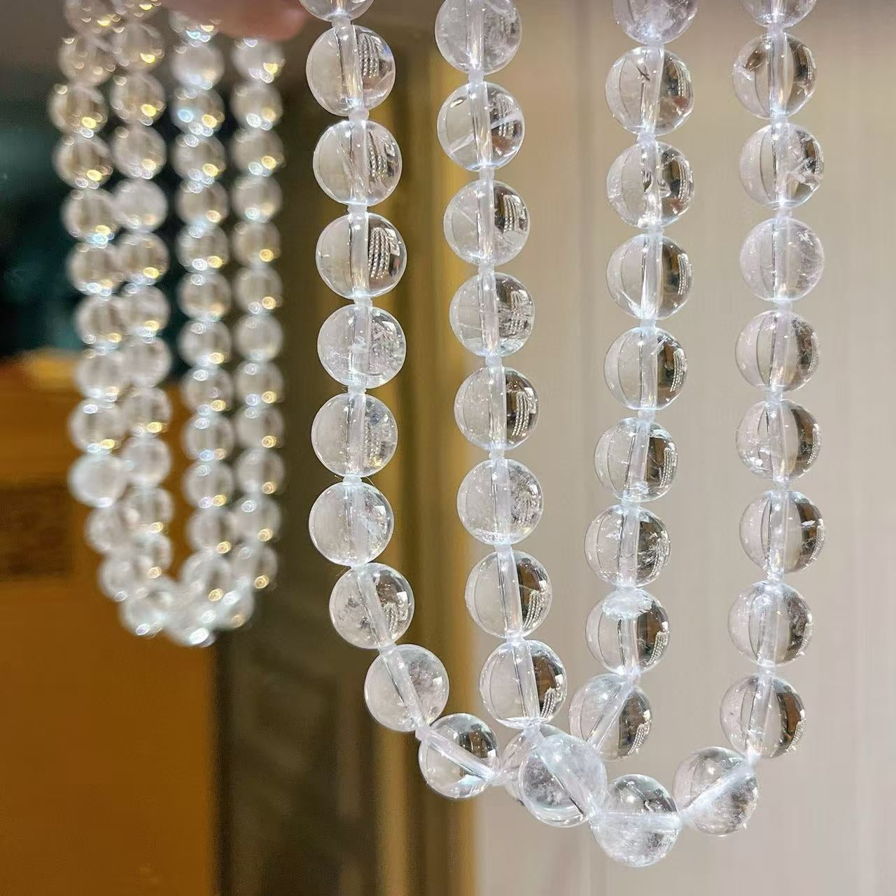 10mm Stylish Natural White Crystal & White Azeztulite Collar Necklace