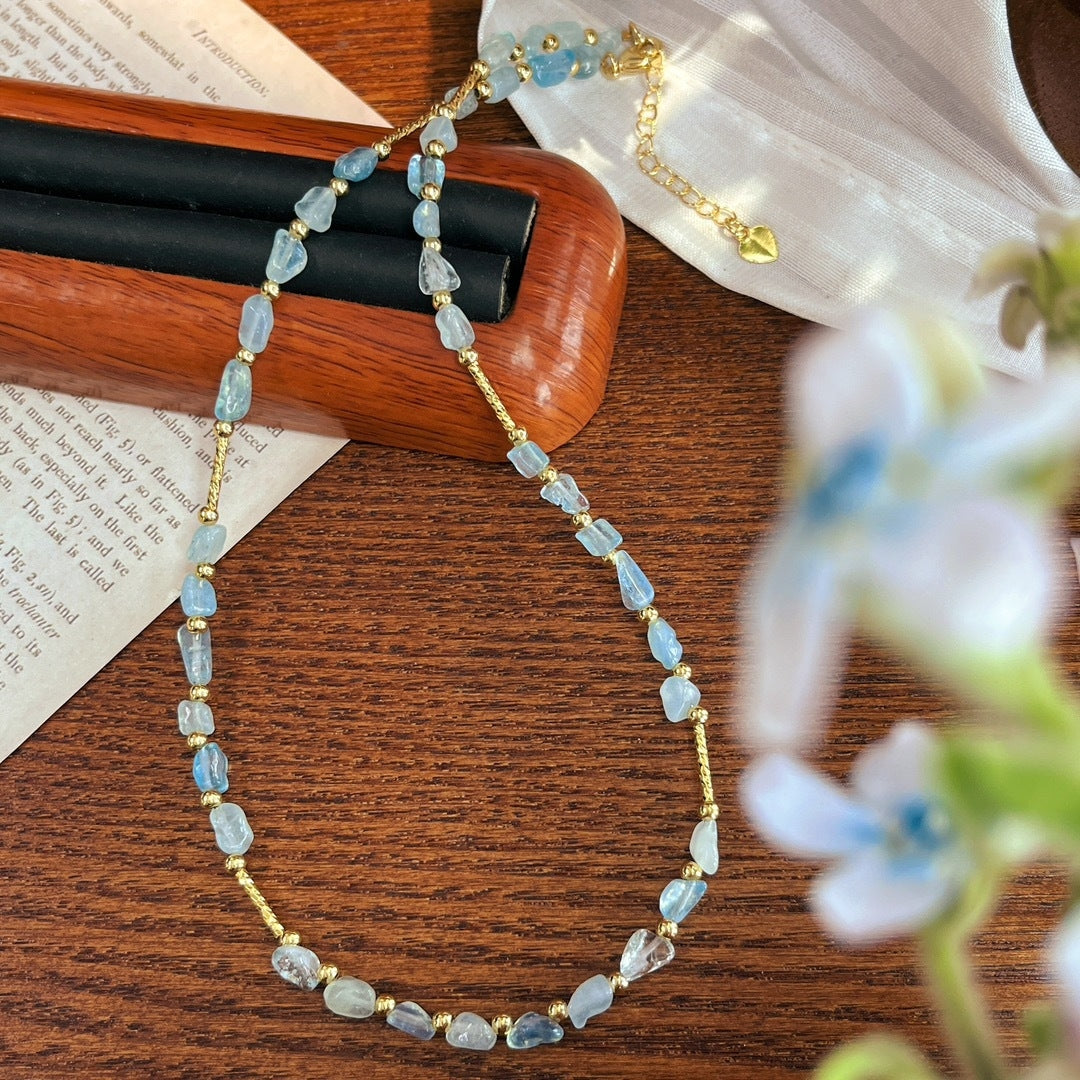 Natural Aquamarine Pavé Choker Necklace