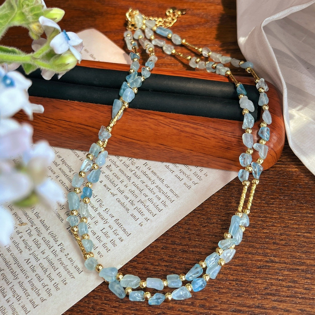 Natural Aquamarine Pavé Choker Necklace