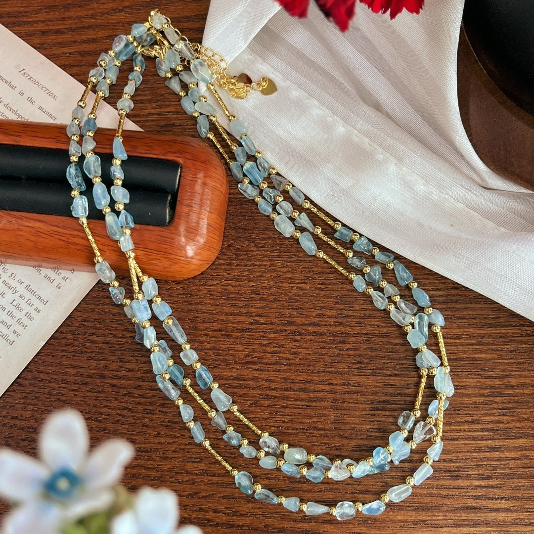 Natural Aquamarine Pavé Choker Necklace