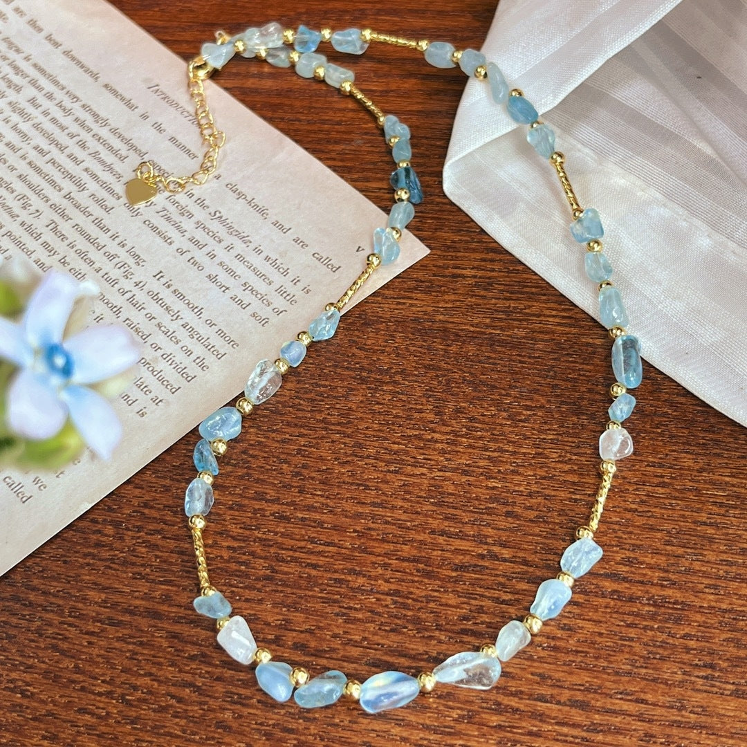 Natural Aquamarine Pavé Choker Necklace