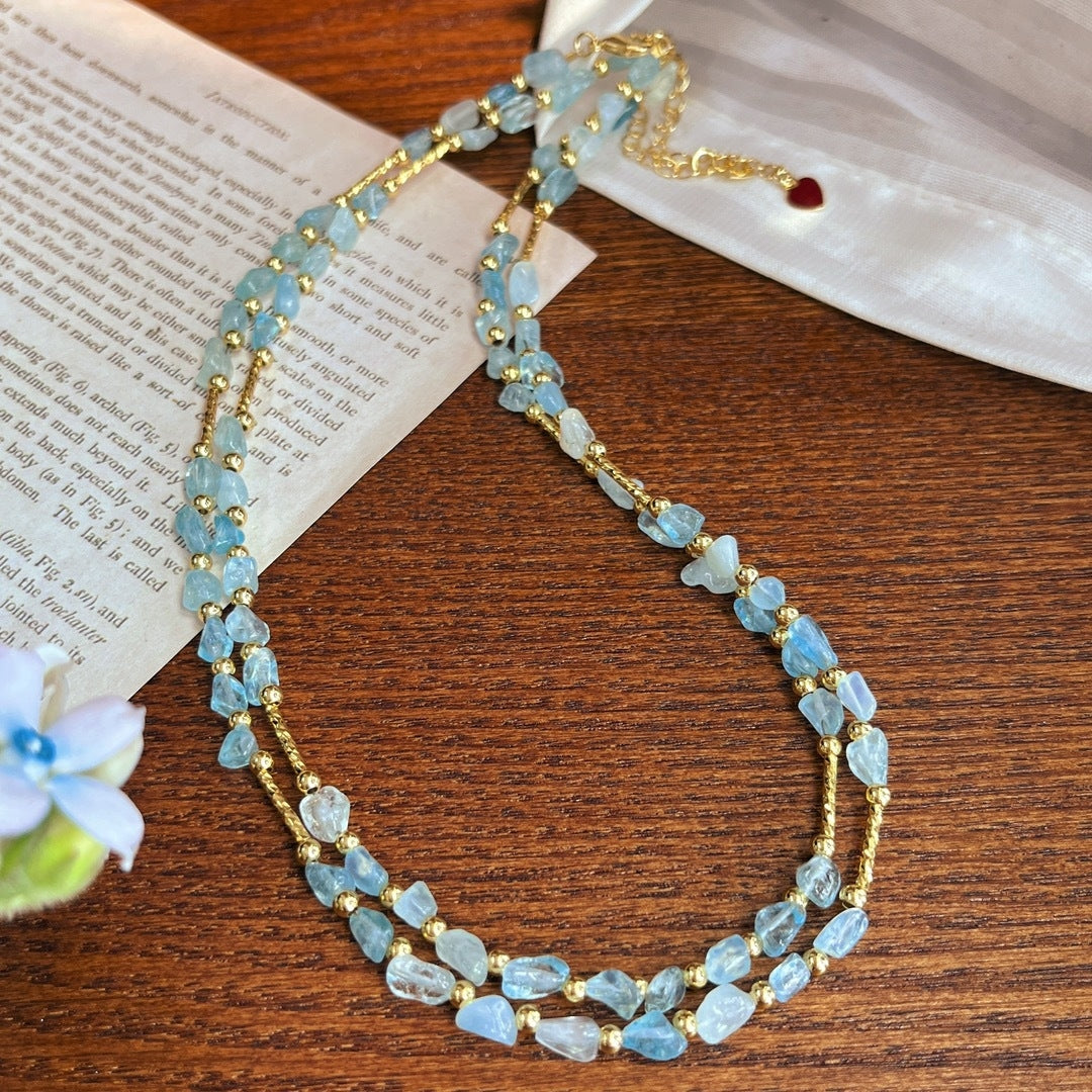 Natural Aquamarine Pavé Choker Necklace