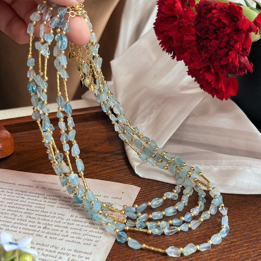 Natural Aquamarine Pavé Choker Necklace