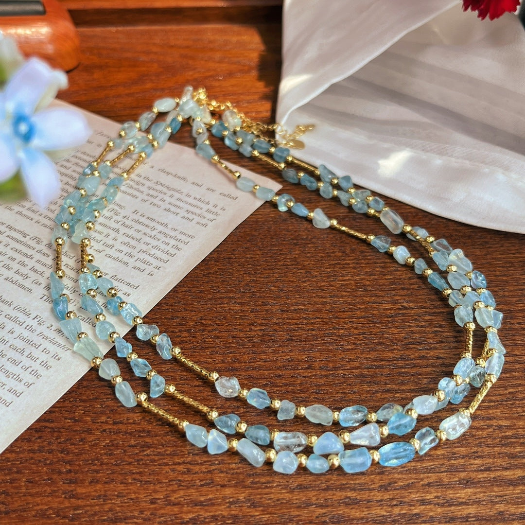 Natural Aquamarine Pavé Choker Necklace