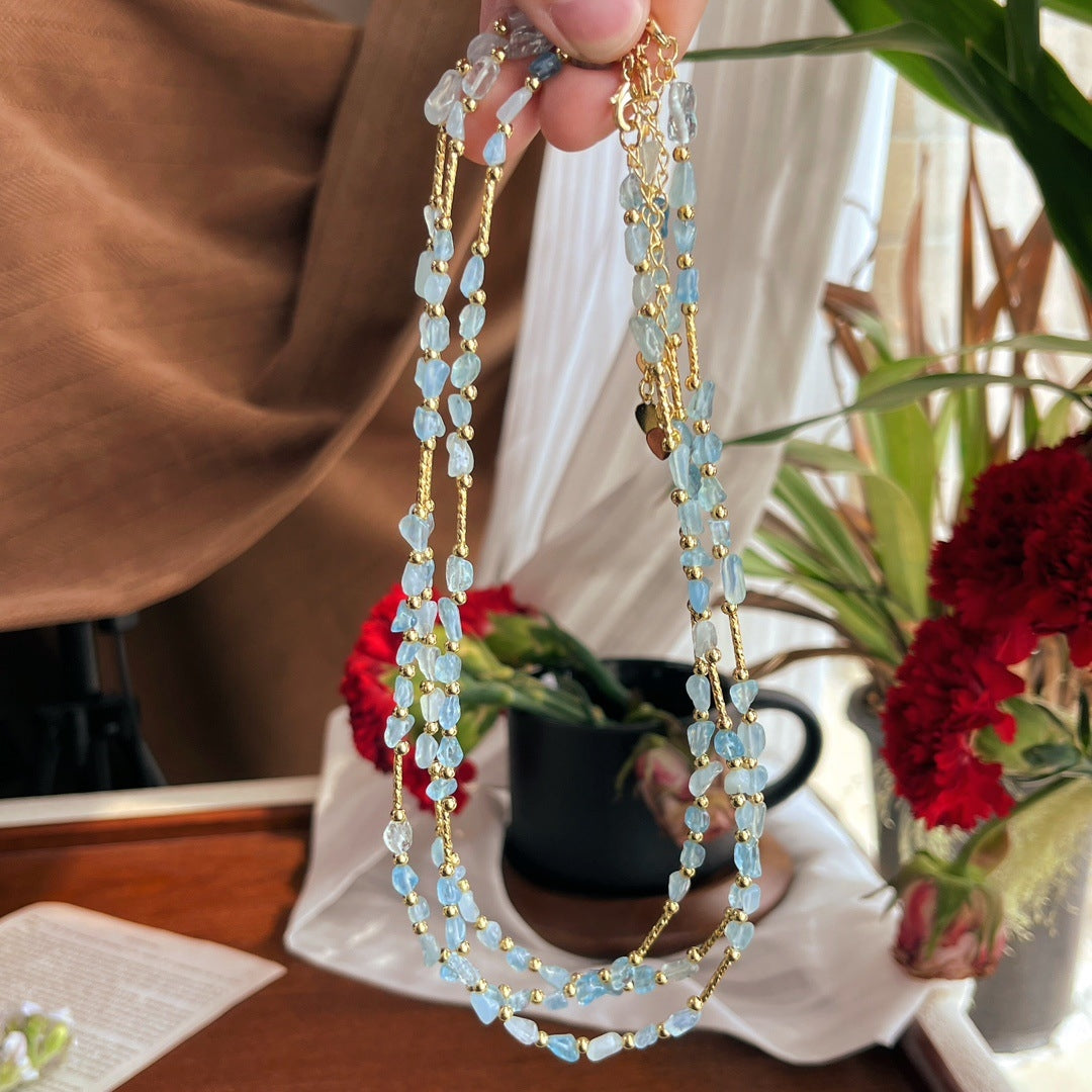 Natural Aquamarine Pavé Choker Necklace